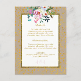 Cartão Postal De Anúncio Rosas de Blush Floral de Watercolor Boho Dourado