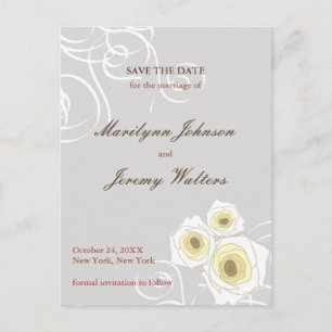 Cartão Postal De Anúncio Rosas de Creme Redemoinhos Casamento Romântico Sal