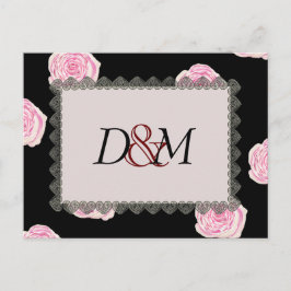 Cartão Postal De Anúncio Rosas de repolho cor-de-rosa e Casamento de renda