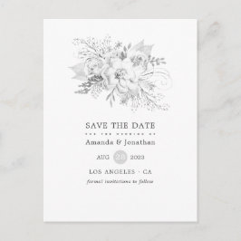 Cartão Postal De Anúncio Rosas de Vintage White e Silver Casamento Salve a 