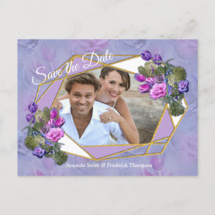 Cartão Postal De Anúncio Rosas e Tulipas de Aquarela Azul Violeta com c Dou