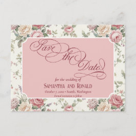 Cartão Postal De Anúncio Rosas Pastel Elegantes Casamento Shabby Chic