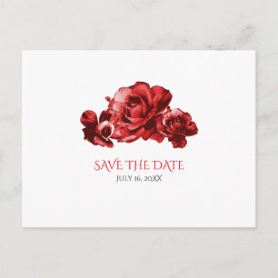 Cartão Postal De Anúncio Rosas Vermelhas em Aquarela Casamento Vintage Salv