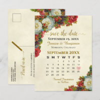 Rosas Vitorianas Calendário de Noivado Salve a Dat