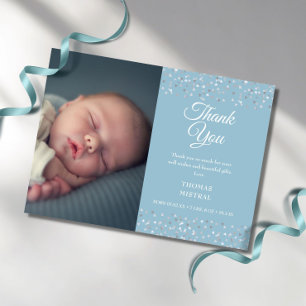 Cartão Postal De Anúncio Roteiro de Bebê Menino Foto Corações de Amor Obrig