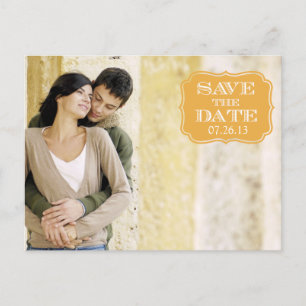 Cartão Postal De Anúncio Rótulo de giro Dourado moderno Salve o Cartão com 