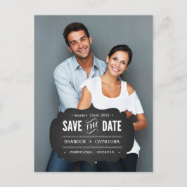 Cartão Postal De Anúncio Rótulo Russo de Chalkboard | Guardar o Cartão-Post