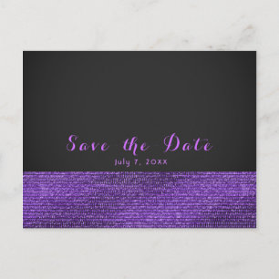 Cartão Postal De Anúncio Roxo Cinza Moderno Glam Sequins Salve a Data