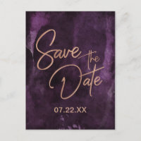 Roxo Escuro & Casamento Rose Gold Salve a Data