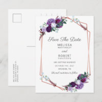 Roxo Floral Elegante Geométrico Salve a Data