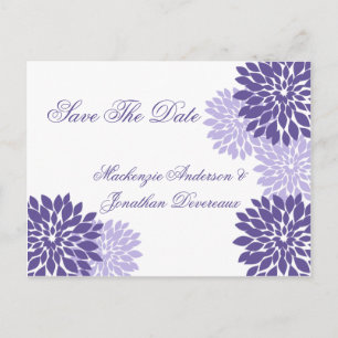 Cartão Postal De Anúncio Roxo Lavanda Branco Floral Save The Date