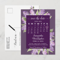 Roxo Rústico de Lilases Casamento Salvar Data do C