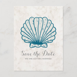 Cartão Postal De Anúncio Royal Blue Rustic Seashell Salve o Cartão-Postal