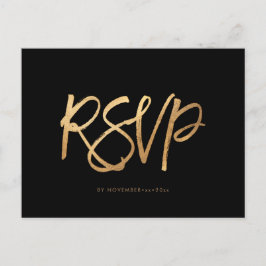 Cartão Postal De Anúncio RSVP Dourado Faux Elegante com REFEIÇÕES