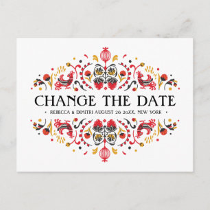 Cartão Postal De Anúncio Russo Art Khokhloma ADIAMENTO DE Casamentos