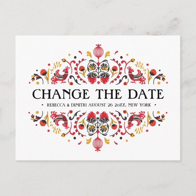 Cartão Postal De Anúncio Russo Art Khokhloma ADIAMENTO DE Casamentos (Frente)