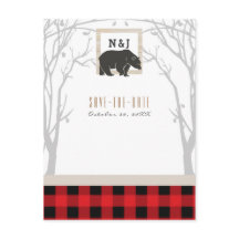 Rustic Bear Vermelho Xadrez Floresta Casamento Sal