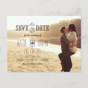 Cartão Postal De Anúncio Rustic Country Photo Save the Date Postcard
