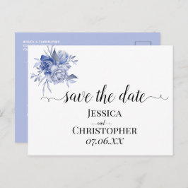 Cartão Postal De Anúncio rustic dusty blue roses and other flowers