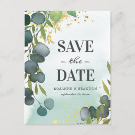 Cartão Postal De Anúncio Rustic Eucalyptus Wedding Save the Date