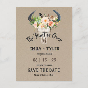 Cartão Postal De Anúncio Rustic Floral Antelope Hunt acabou de salvar a dat