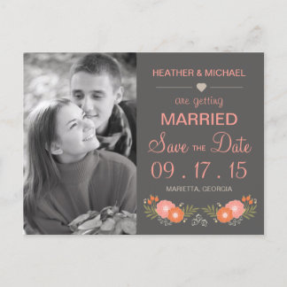 Cartão Postal De Anúncio Rustic Floral Save the Date Photo