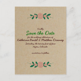 Cartão Postal De Anúncio Rustic Floral Wreath Salvar a Data
