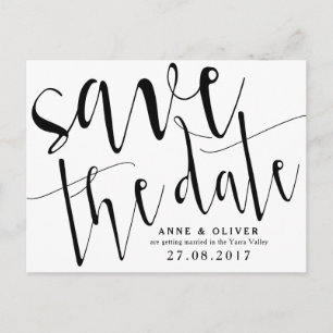 Cartão Postal De Anúncio Rustic Save the Date Postcard Black