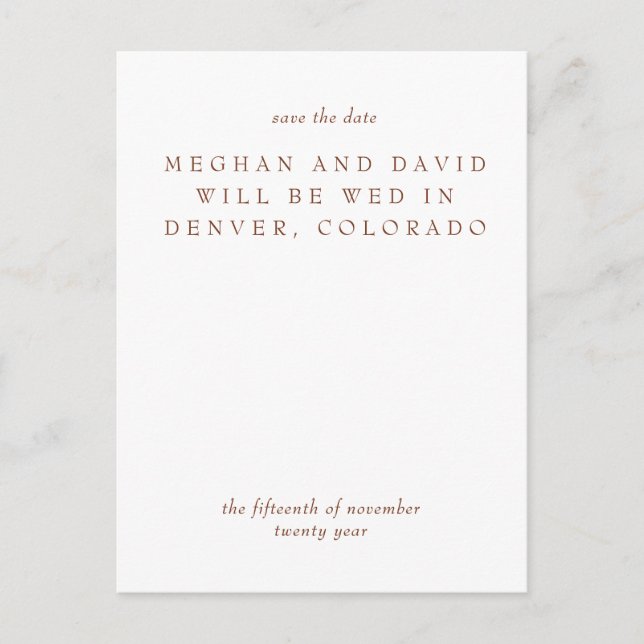 Cartão Postal De Anúncio Rustic Terracotta Burnt Orange Modern Salva Dados (Frente)