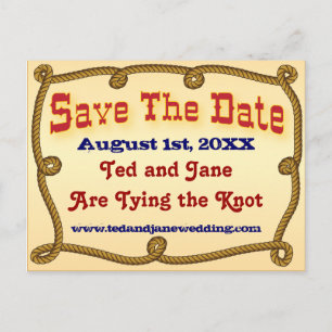Cartão Postal De Anúncio Rustic Western Rope Save The Date Postcard