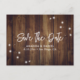 Cartão Postal De Anúncio Rustic Wood Weding Date Postcard