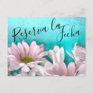 Cartão Postal De Anúncio Rústico Margarita Floral Acuarel Reserva la Fecha