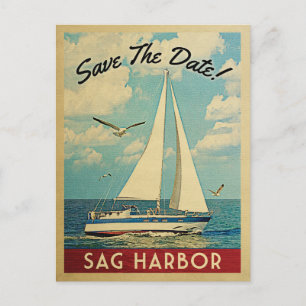 Cartão Postal De Anúncio Sag Harbor Salve A Data Em Náutico