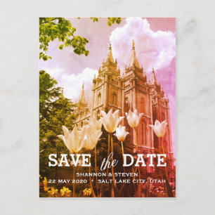 Cartão Postal De Anúncio Salt Lake City, Utah Temple Wedding Salvar Data
