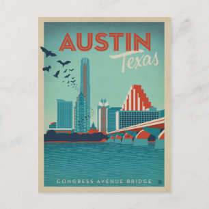 Cartão Postal De Anúncio Salvar a data Austin, ponte da Avenida do Congre