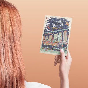 Cartão Postal De Anúncio Salvar a data   Austin, Texas - AKA: Bat City