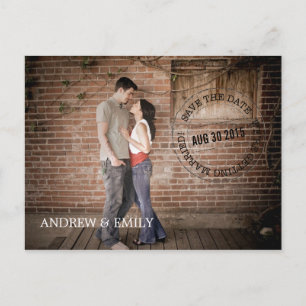 Cartão Postal De Anúncio Salvar a Data Carimbo do Círculo Foto Postcard