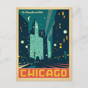 Cartão Postal De Anúncio Salvar a data   Chicago, IL a milha magnífica