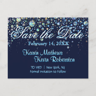 Cartão Postal De Anúncio Salvar a data com estrelas da bolha