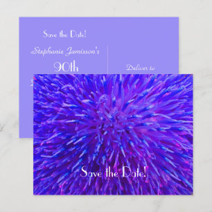 Cartão Postal De Anúncio Salvar a Data da Festa de 90 Anos, Abstrato Roxo