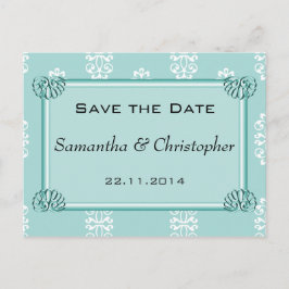 Cartão Postal De Anúncio Salvar a data de casamento em Damask Teal