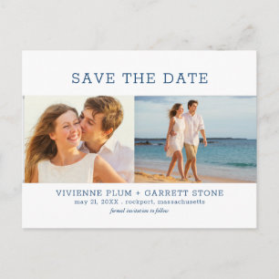 Cartão Postal De Anúncio Salvar a data do casamento com três fotos e texto