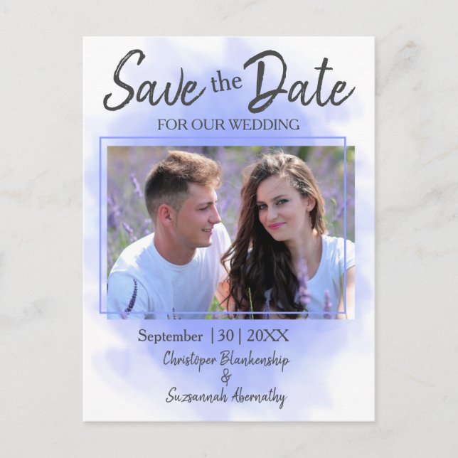 Cartão Postal De Anúncio Salvar a data do casamento simples e personalizado (Frente)