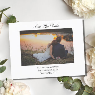 Cartão Postal De Anúncio Salvar a Data Elegante Formal Código QR Casamento 