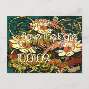 Cartão Postal De Anúncio Salvar a data - Floral em relevo -