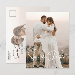 Cartão Postal De Anúncio Salvar a Data Foto Casamento Elegante