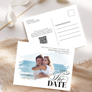 Cartão Postal De Anúncio Salvar a Data Foto Casamento Moderno