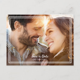 Cartão Postal De Anúncio Salvar a Data Foto de Casamento Chic Dourado Moder