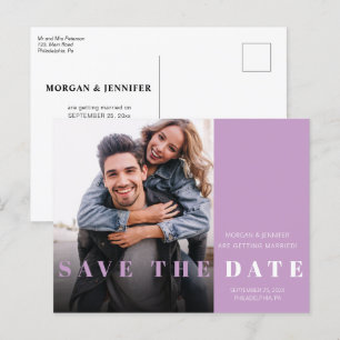 Cartão Postal De Anúncio Salvar a data Fotografia tipografia Lavanda