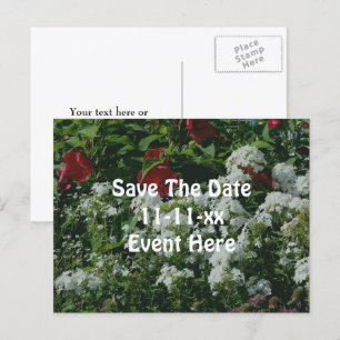 Cartão Postal De Anúncio Salvar a Data Jardim de Flores Hibisco Phlox
